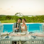 ホテル海邦川平 プールサイド・ウェディング・パーティー＆披露宴 パーティーシーン（サークルアーチ別途代金）