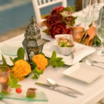 ホテル海邦川平 プールサイド・ウェディング・パーティー＆披露宴 テーブル装飾一例