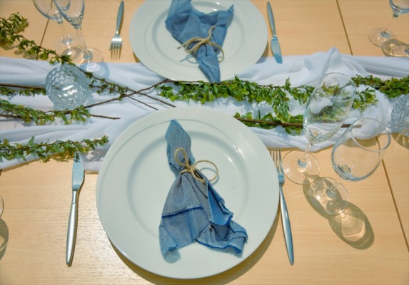 ホテル・ロイヤル・マリン・パレス石垣島　レストラン・テラス・ウェディングパーティー＆披露宴　テーブル装飾一例