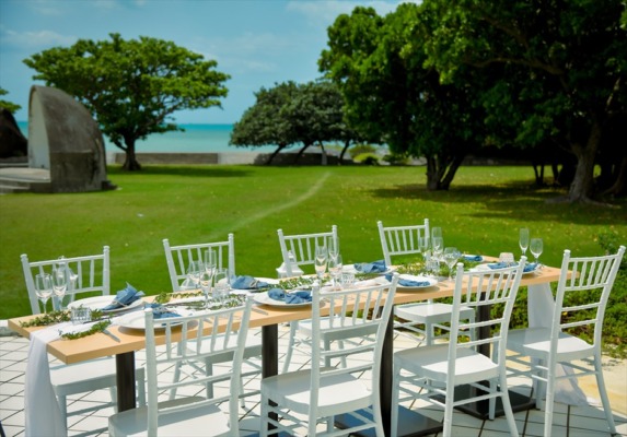 ホテル・ロイヤル・マリン・パレス石垣島　レストラン・テラス・ウェディングパーティー＆披露宴　会場装飾一例