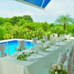 プールサイド・ウェディングパーティー＆披露宴　パーティー会場装飾一例