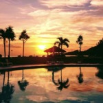 沖縄 石垣シーサイドホテル プールからのサンセット