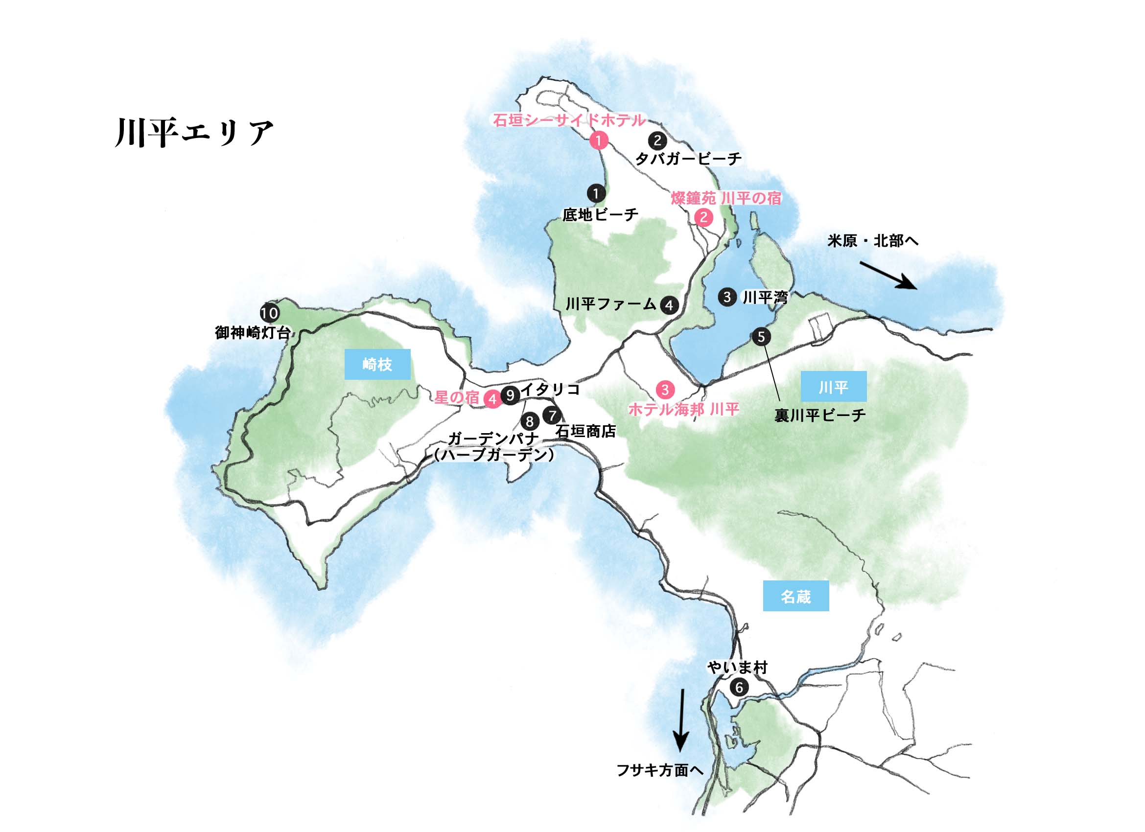 石垣島（川平地区）の地図イラスト