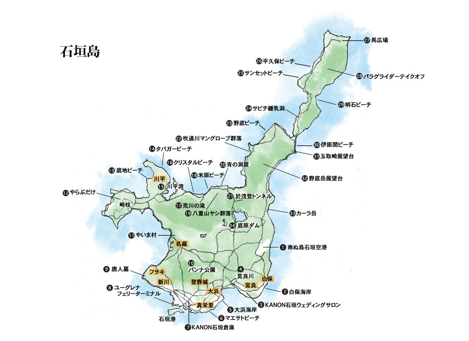 石垣島の地図イラスト