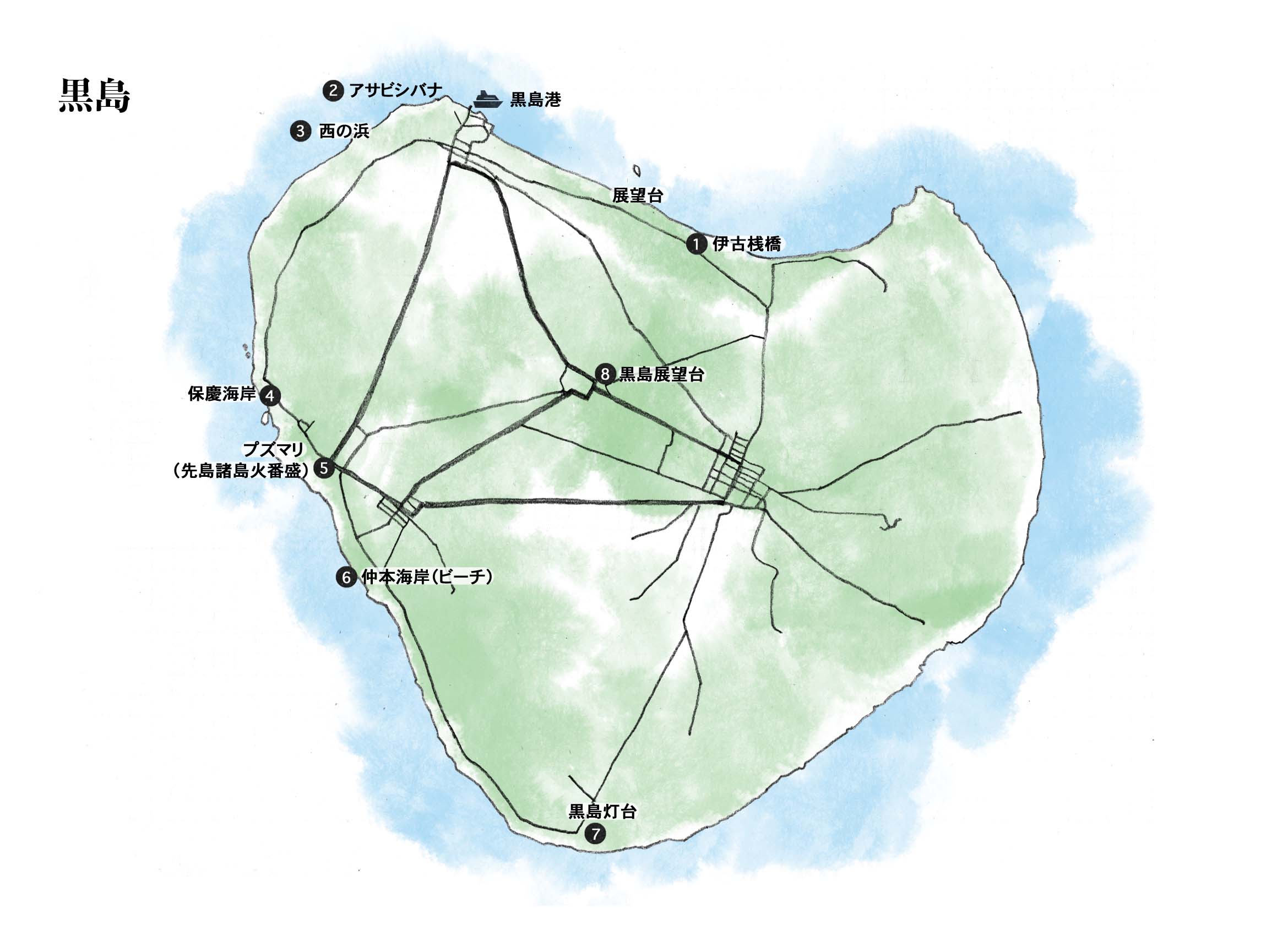 黒島の地図イラスト