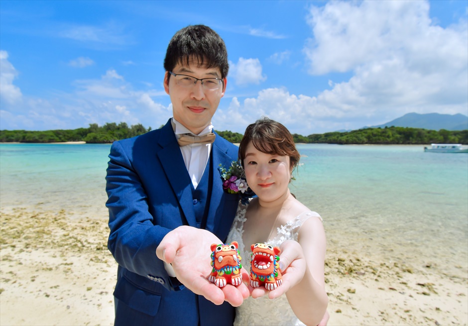 石垣島 川平湾ビーチ 前撮り（シーサー）