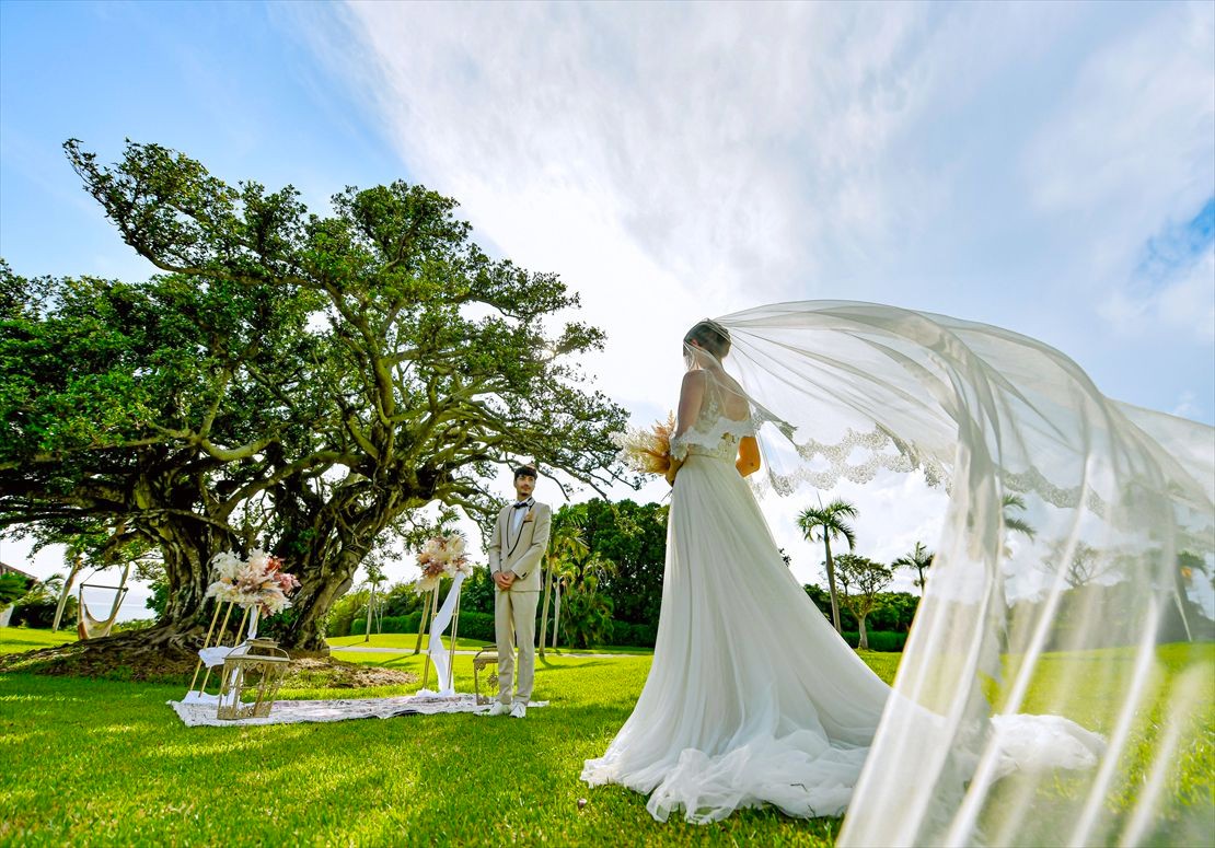 はいむるぶし小浜島 ウェディング ツリー・ガーデン　ロングベールショット
